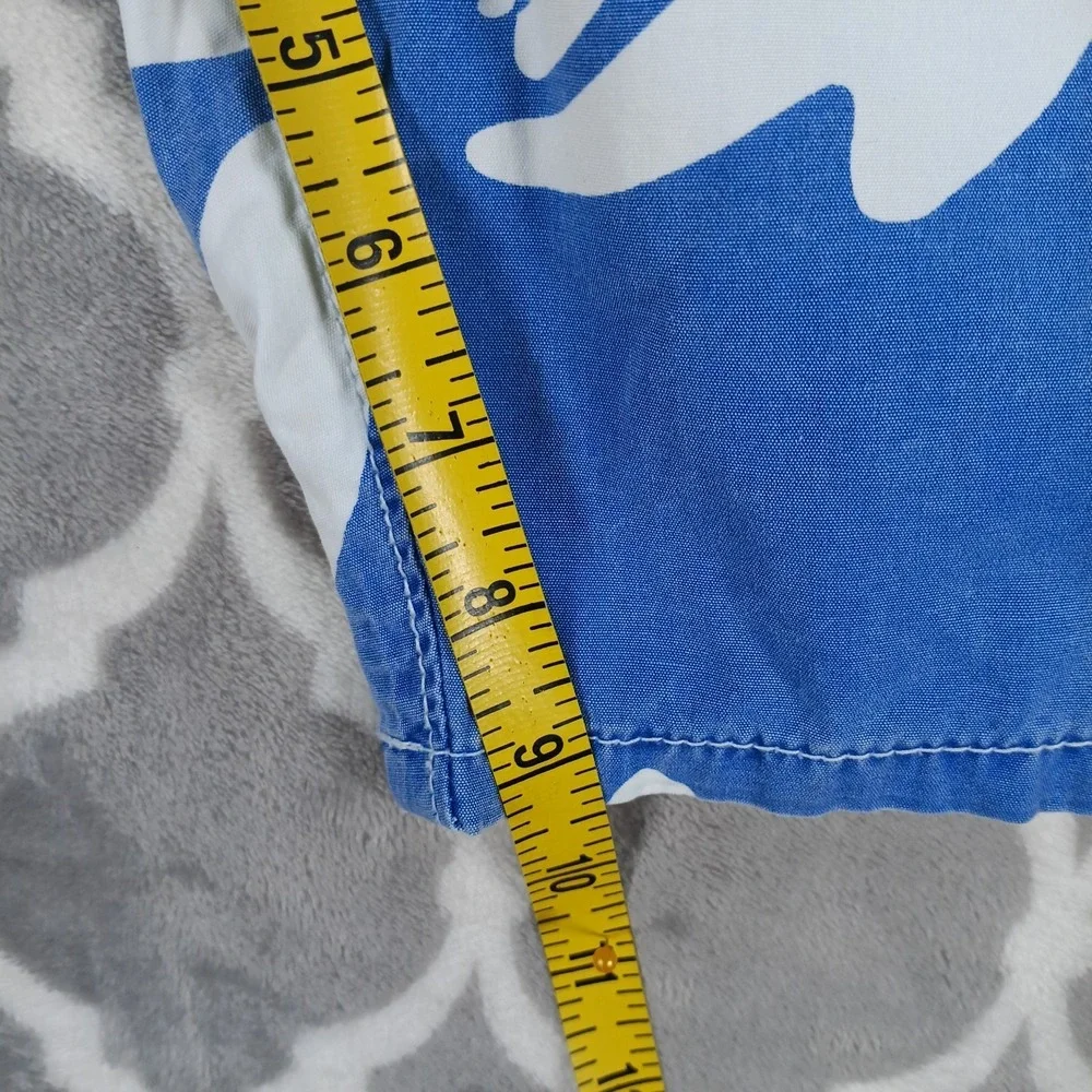 Counter Culture Board Shorts Men Size 36 Blue White Hibiscus Hawaiian Cotton